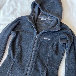 Columbia Fleece Tunic Length Full Zip Hooded Jacket Charcoal Gray Small